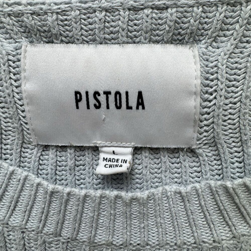 Pistola Eve Cropped Sweater Blue White Tye Dyed Chunky Knit Cotton Womens Large - Picture 5 of 9